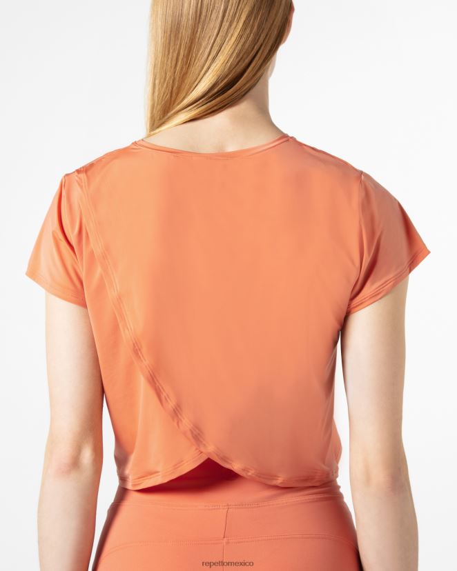 Repetto mujer top corto de seda activo naranja bronce ropa H2NF2L330