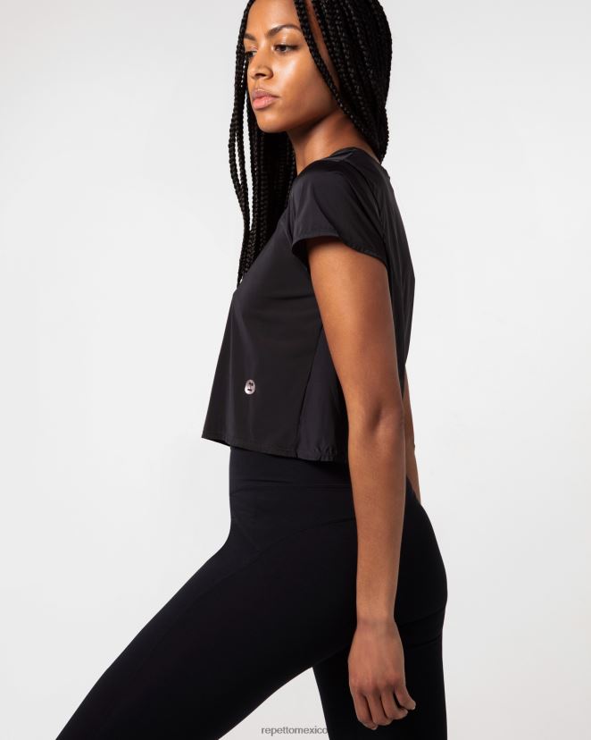 Repetto mujer top corto de seda activo negro ropa H2NF2L331