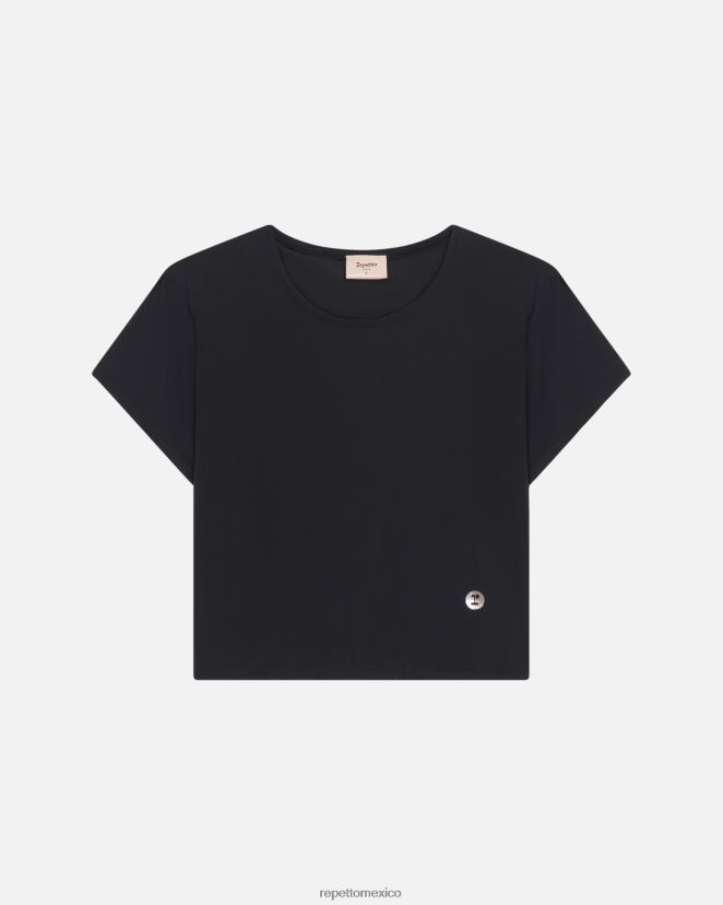 Repetto mujer top corto de seda activo negro ropa H2NF2L331