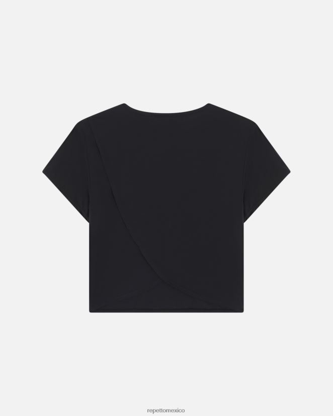 Repetto mujer top corto de seda activo negro ropa H2NF2L331