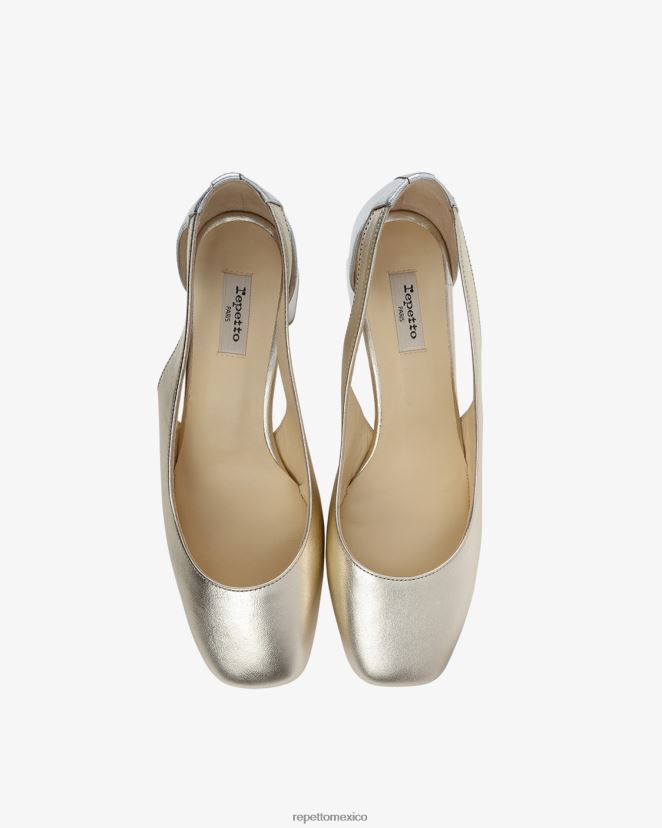 Repetto mujer bombas de felpa oro claro y plata calzado H2NF2L236