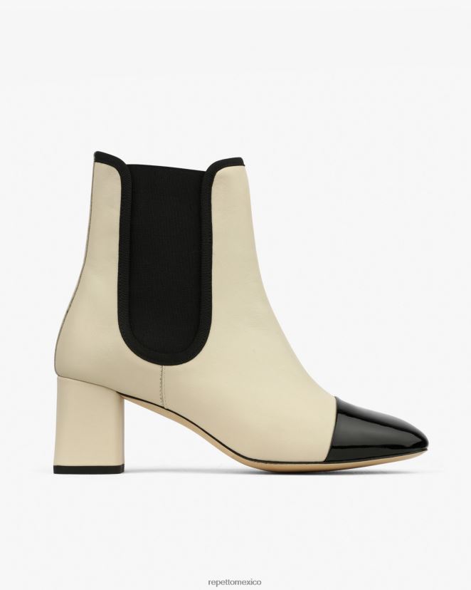 Repetto mujer botines melisa cisne beige y negro calzado H2NF2L193