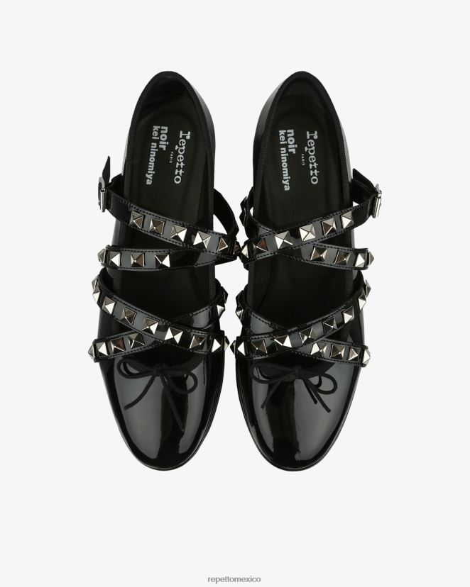 Repetto mujer x noir kei ninomiya - merceditas con plataforma y correa con tachuelas negro calzado H2NF2L182