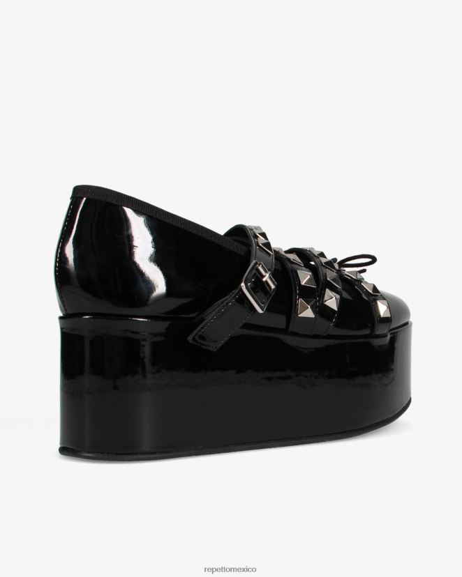 Repetto mujer x noir kei ninomiya - merceditas con plataforma y correa con tachuelas negro calzado H2NF2L182