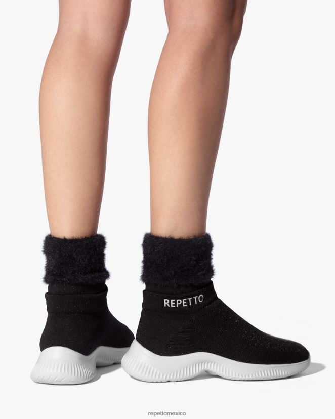 Repetto mujer zapatillas altas de calentamiento 3d negro calzado H2NF2L259